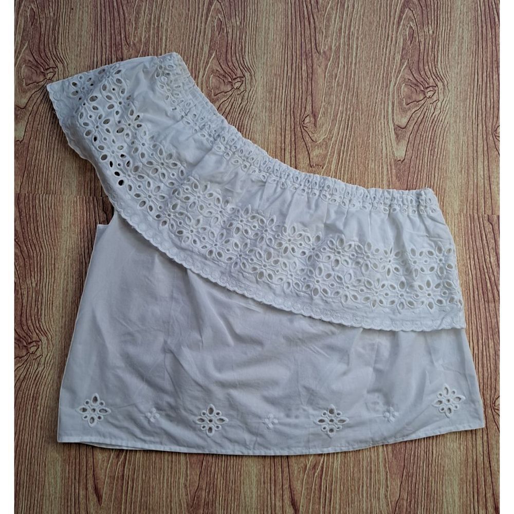 Beltaine One Shoulder Crop Top Ivory Large